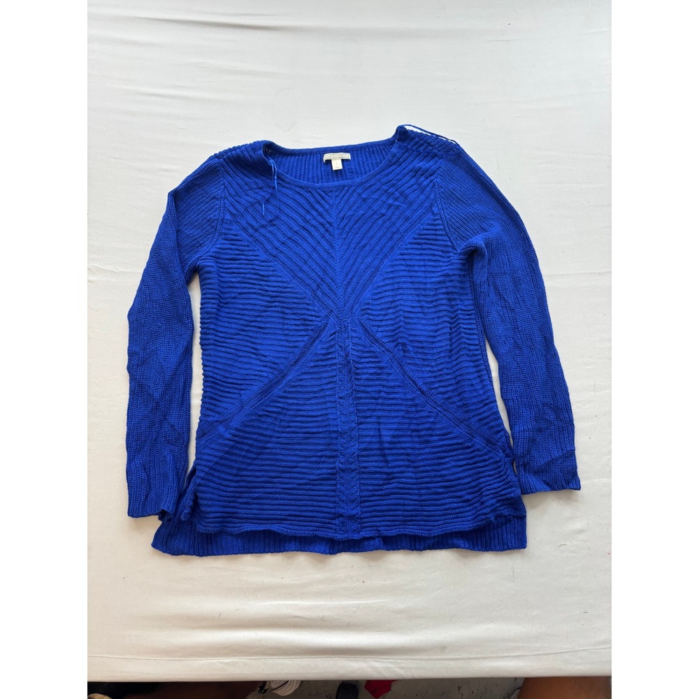 Dana Buchman Royal Blue Textured Knit Pullover Sweater Crew Neck Large